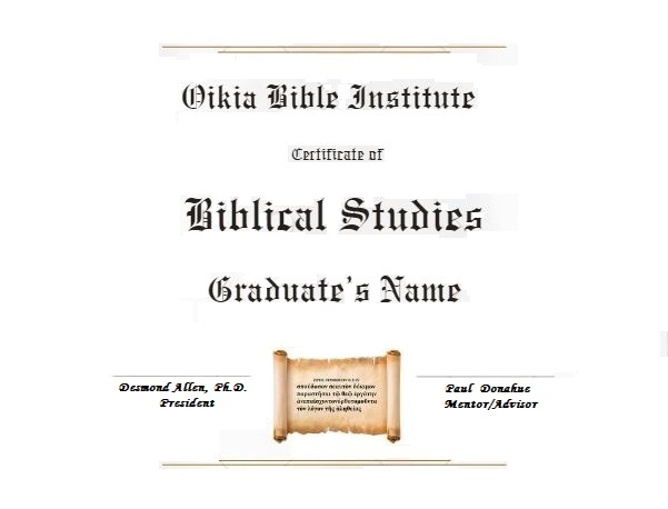 Certificate of Biblical Studies