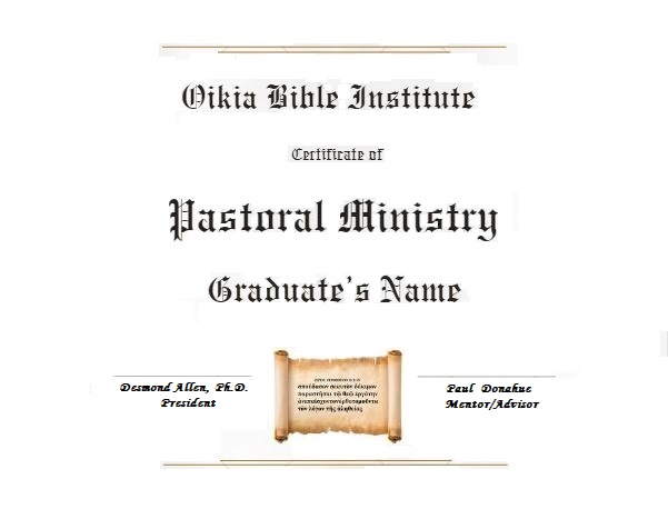 Certificate of Pastoral Ministry